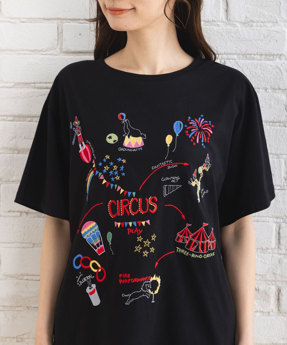 【大きいサイズ】 9号・15号(M・3L) CIRCUSエンブロイダリーTシャツ